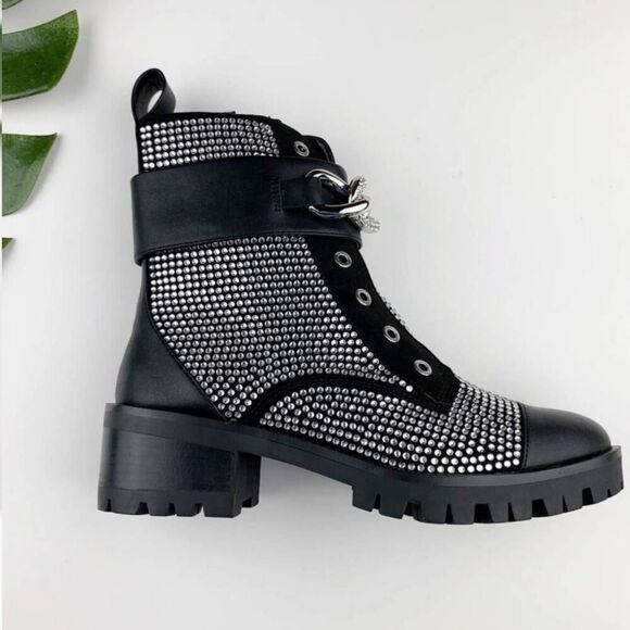 Karl Lagerfeld Shoes - Karl Lagerfeld Pepper Embellished Combat Boots | Size 7.5 | Edgy Glam